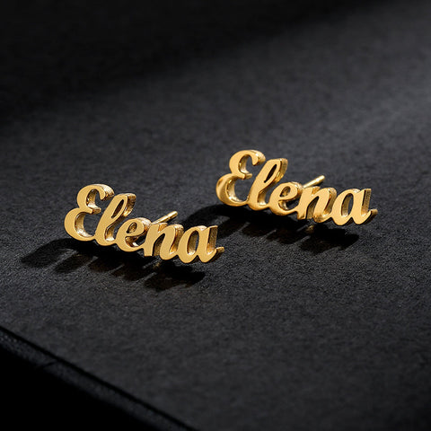 Gold Inscription Earrings CUSTOM