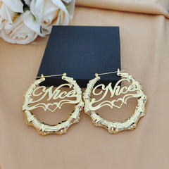Golden Carved Hoop Earrings CUSTOM DESIGN