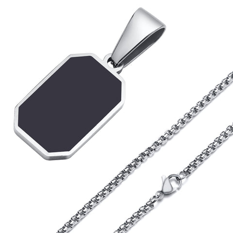 Rope Necklace with Enamel Rectangle Pendant